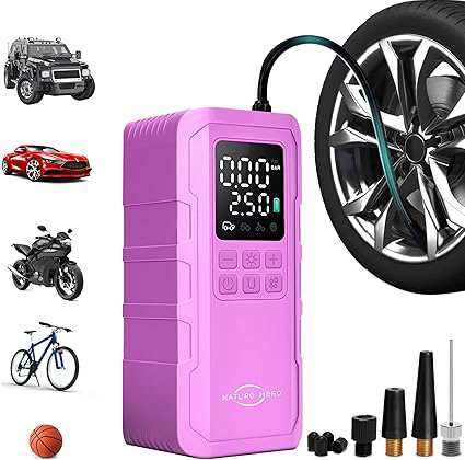 150 PSI Portable Air Compressor with Digital Pressure Gauge - Purple