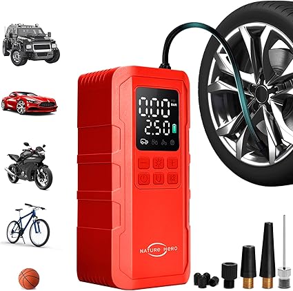 150 PSI Portable Air Compressor with Digital Pressure Gauge - Red